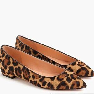 J. Crew Pointed-toe Flats in Leopard Calf Hair